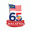 Kuala Lumpur - Malaysia. August 31, 2022: 65 Hari Kemerdekaan Malaysia, Teguh Bersama (Translation: Independence Day of Malaysia, Strong Together). 1957 - 2022. Vector Illustration.