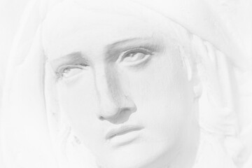 Fototapete - Eyes full of pain. The look of Virgin Mary. Fragment of an ancient statue.