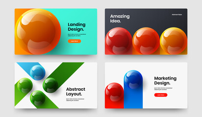 Wall Mural - bright web banner vector design concept set. simple realistic spheres flyer illustration composition