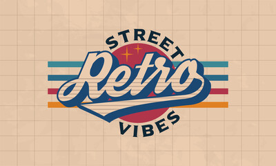 Wall Mural - 1970's retro logo. trendy hipster design. print for t-shirt, banner, poster, cover, badge and label.