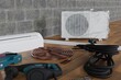 © Pavel Vorobev - preparation of the air conditioner and tools for installation 3d