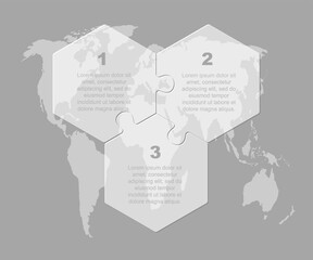 Wall Mural - Vector diagram infographic process on 3 steps