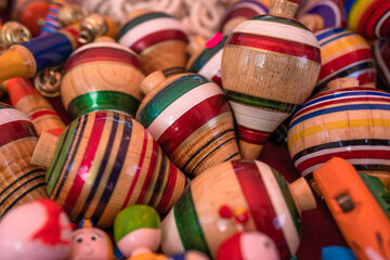 traditional colorful mexican toys in a market