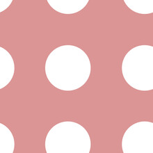 Seamless Pattern With White Polka Dots On A Pink Background. Print For Bed, Tablecloth, Clothes, Skirt, Doilies, Shirts, Dresses, Hipster Fashion.

