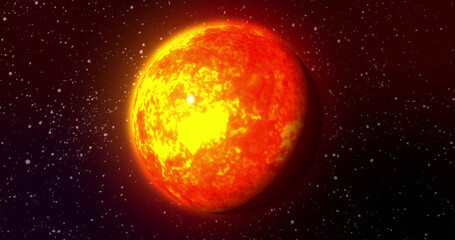 Sticker - image of orange planet in black space