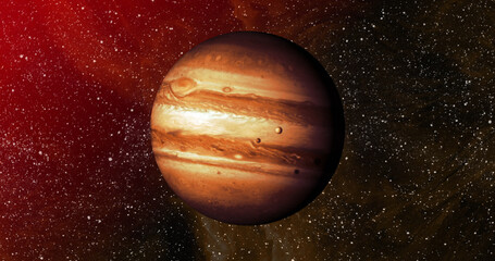 Sticker - image of orange planet in red galaxy