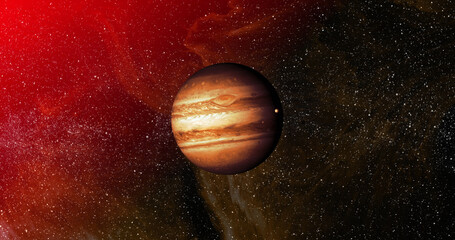 Sticker - image of orange planet in red galaxy