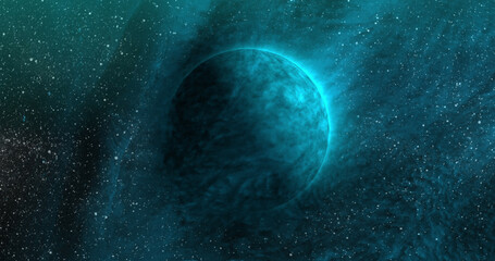 Sticker - image of green planet in green galaxy