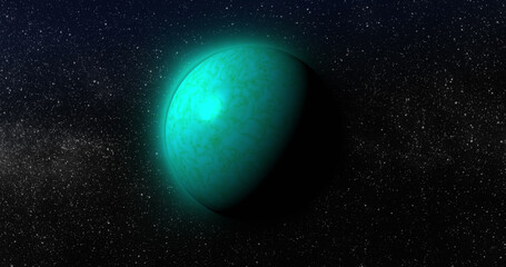 Sticker - image of green planet in black space