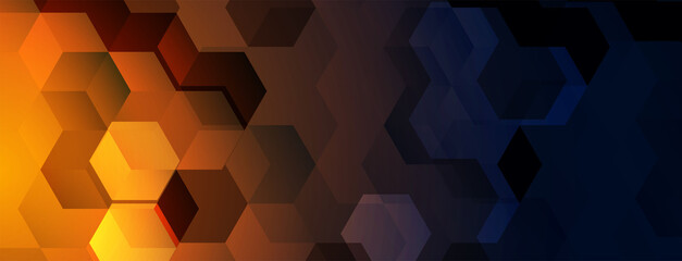 Wall Mural - futuristic hexagonal yellow bright light abstract presentation template isolated vector