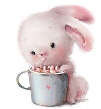 Cute Hare With Coffee Cup