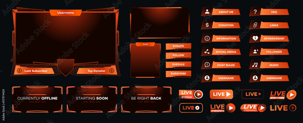 Streaming screen panel overlay game design template neon theme. Live ...