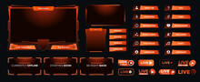 Streaming Screen Panel Overlay Game Design Template Neon Theme. Live Video, Online Stream Futuristic Technology Style. Abstract Digital User Interface. Live Streaming Button. Vector 10 Eps