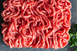 minced meat raw pork, beef, lamb cuisine fresh meal food snack on the table copy space food background rustic 