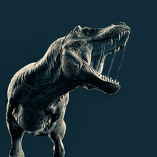 Tyrannosaurus Rex On Black Background With Lights On