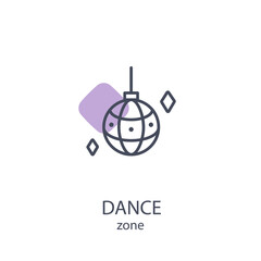 Wall Mural - Simple Disco Ball Icon in Line Art Style. Dance Zone Concept Icon Thin Line Illustration on White Background