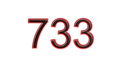 red 733 number 3d effect white background