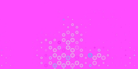 Light Pink, Blue vector background with occult symbols.