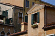 Village windows from the Burano in Venice, Italy.