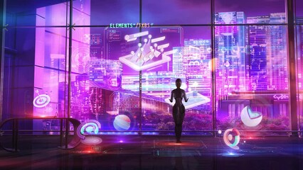 Wall Mural - artificial intelligence conducts market research, 3d render