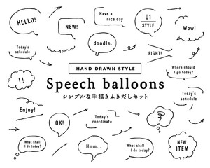 Wall Mural - シンプルな手描きふきだしセット　イラスト　手書き　飾り　フレーム　矢印　吹き出し　落書き　おしゃれ
