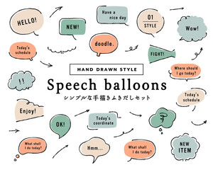 Wall Mural - シンプルな手描きふきだしセット　イラスト　手書き　飾り　フレーム　矢印　吹き出し　落書き　おしゃれ