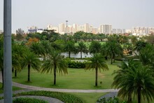 Vinhomes Central Park With Many Palm Trees, A Lake And Walkways In Binh Thanh District Of Ho Chi Minh City, Vietnam