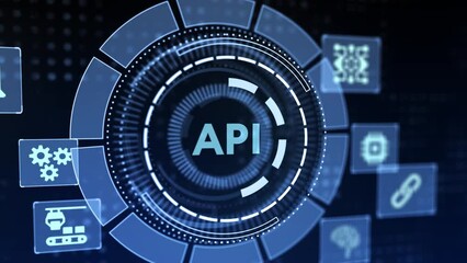 API - Application Programming Interface. Software development tool. Business, modern technology, internet and networking concept.