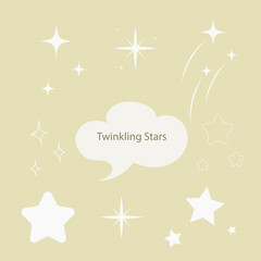 Wall Mural - Set of Twinkling Stars with white color illustration for design