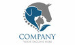 Horse, Dog, Cat Animal With Blue Leaf Logo Design