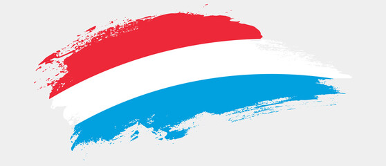 Wall Mural - National flag of Luxembourg with curve stain brush stroke effect on white background