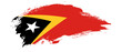 National flag of Timor Leste with curve stain brush stroke effect on white background