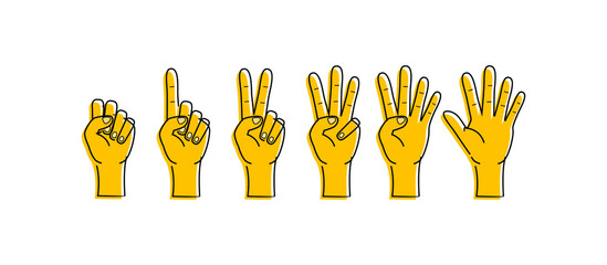 hands count 1,2,3,4,5 icon vector