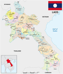 Wall Mural - Lao Peoples Democratic Republic administrative vector map