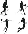 Basketball tournament Player isolated Vectors Silhouettes