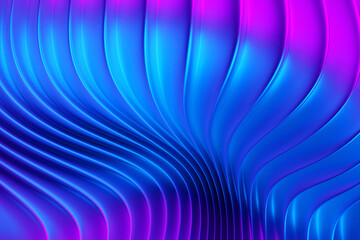 Wall Mural - 3d illustration of a classic blue and pink abstract gradient background with lines. PRint from the waves. Modern graphic texture. Geometric pattern.