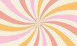 Abstract background of rainbow stripes in the style of 60s 70s. The rays of the sun. Vintage groovy retro background in pastel colors. Hippie aesthetics.
