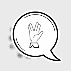 Wall Mural - Line Vulcan salute icon isolated on grey background. Hand with vulcan greet. Spock symbol. Colorful outline concept. Vector