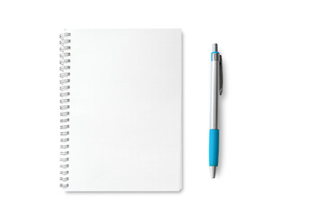 Notebook blank with pen isolated on white background included clipping path.