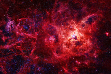 Wall Mural - Red, beautiful space nebula. Elements of this image furnished by NASA