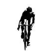 Road cycling, cyclist abstract isolated vector silhouette. Front view. Active people
