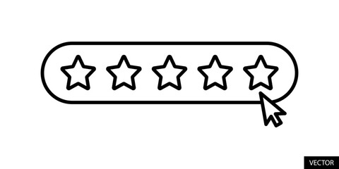 Wall Mural - five star rating, rate us five stars, feedback concept, vector icon in line style design for website