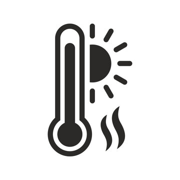 heatwave icon, climate change, global warming. thermometer. heat wave. vector icon isolated on white