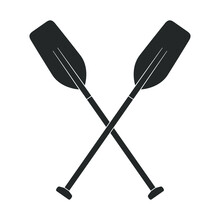 Crossed Oars Graphic Icon. Two Boat Paddles Sign Isolated On White Background. Vector Illustration