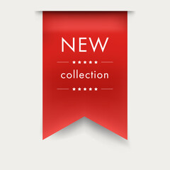 Wall Mural - new tag ribbon and banner vector. new collection badge design for digital marketing web. 3d banner i