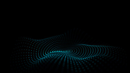 Wall Mural - futuristic dark background. the wave effect of a web of blue dots. big data. illustration of technol