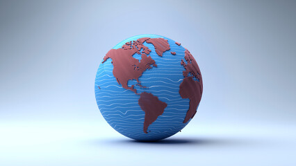 Leinwandbilder - Planet Earth 3d render/Planet earth with continents, consisting of 3d elements. The technological background can be used to demonstrate the processes of science and education.