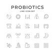 Set line icons of probiotics