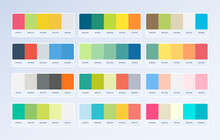 Set Of Bright Color Palette Combination In Rgb Hex. Neumorphic Style Color Palette For Ui Ux Design