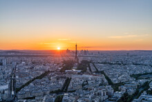 Paris Skyline At Sunset With View Of The Eiffel Tower